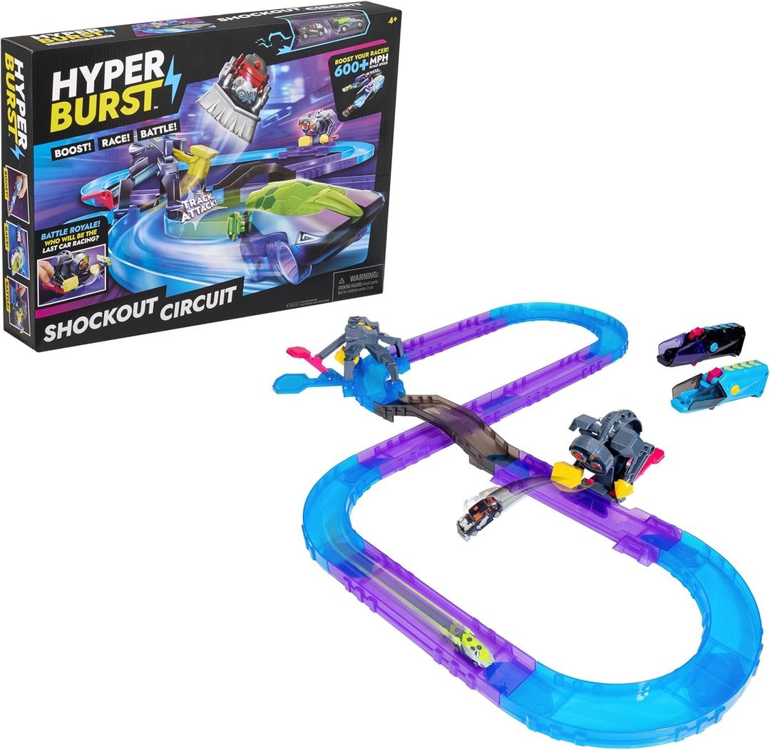 Hyper Burst Shockout Circuit Playset | Race and Battle! | Customizable Race Track & Micro Scale Cars | Over 600+ MPH Scale Speed!
