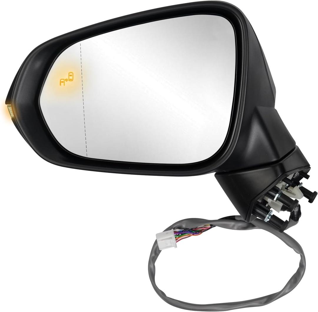 Driver Side Mirror Assembly Compatible with Lexus RX 350 350L 450h 450hL 2016-2022 with Heated, Blind Spot Monitor, Turn Signal, Power Folding Adjust Memory Black (13 Pin Left)