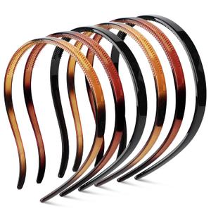 6 Pcs No Pressure Headbands for Glasses Wearers, No Headache Comfortable Sunglass Headbands for Women, Flex Plastic Hairbands with Teeth for Makeup and Daily Use