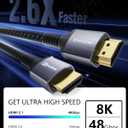 Stouchi 8K HDMI 2.1 Cable 8ft (2-Pack), 48Gbps Ultra High Speed Cord for Gaming (4K120Hz), Reduces Screen Tearing & Lag, Compatible with PS5, Xbox Series X, Mac mini M4, Apple TV, eARC Braided