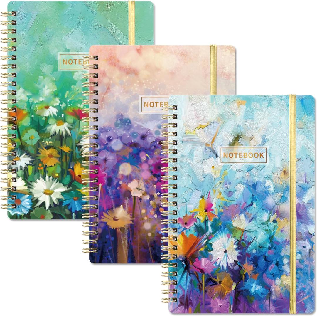 Spiral Notebook - 3 Pack A5 Ruled Journal Notebook, 8.3''  6'', 3  160 Pages, Journal for Women, College Ruled Notebook, Spiral Notebook with Back Pocket, Great Notebooks for School, Home & Office