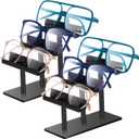 Sintuff 2 Pcs 3 Tier Eyeglasses Display Stand Acrylic Sunglasses Holder Black Glasses Rack Eyewear Sunglass Organizer Stand for Shop Home Storage