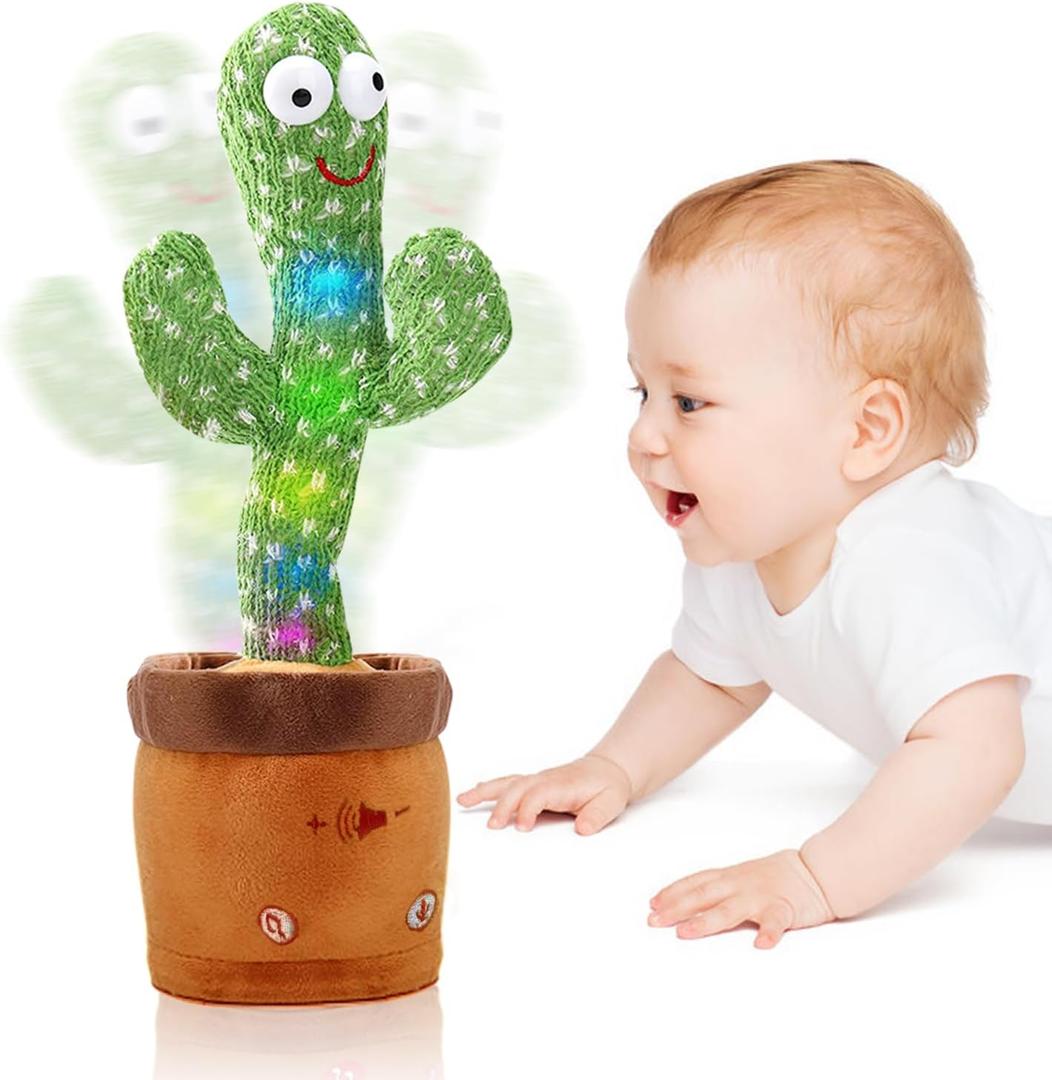 Talking Cactus Mimicking Toy,Cactus Baby Toy That Repeat What You Say Singing Dancing,Funny Plush Toy Gifts for Babies Boys Girls Kids