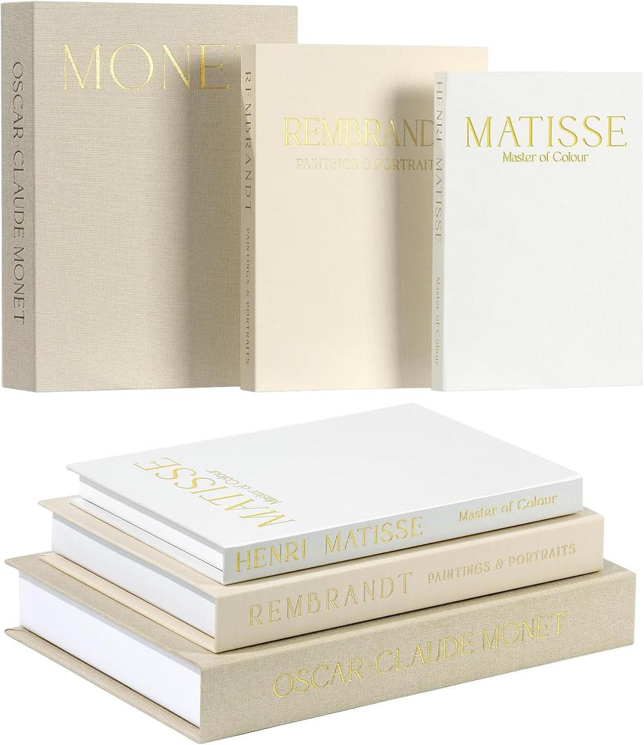 Set of 3 Decorative Books for Home Decor, Linen Faux Books for Coffee Table, Bookshelf or Mantel, Aesthetic Fake Book Storage Boxes with Magnetic Snap for Photo Organization & Keepsakes Box