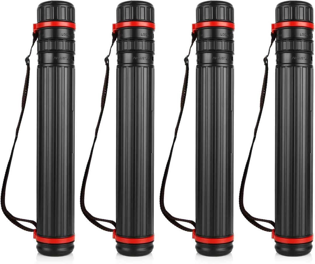DAJAVE 4 Pack Extendable Poster Tubes, Expand from 17 to 28 Inch, Poster Tube with Strap, Black Telescoping Art Drafting Tube, Round Poster Holder Tube for Carrying Artworks Scrolls Blueprint