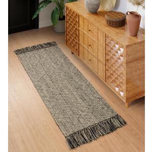 Collive Hallway Runner Rug, 2x5 Washable Natural/Black Modern Entryway Runner Rug Hand-Woven Cotton Boho Kitchen Runner Rugs for Bedroom Laundry Room Rug Front Door Farmhouse Bathroom Rug Outdoor