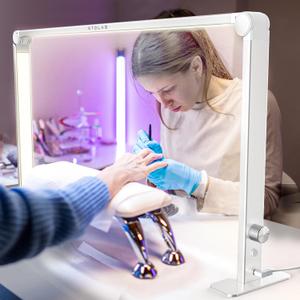 STOLAS Portable Desk Lamp for Nail Tech, 3 Color Temperature, 4000-6000K Brightness Adjustable LED Nail Light for Desk (White)