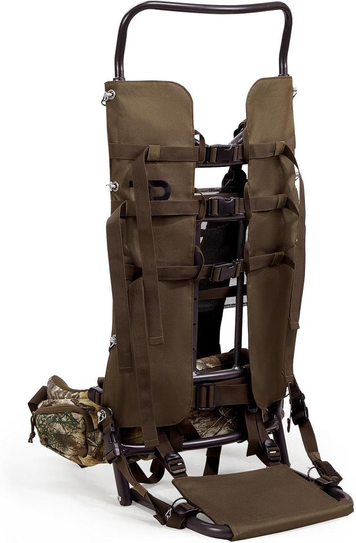 TR Aluminum External Frame Backpack, Adjustable Hiking Hunting Pack, Camo | Heavy-Duty, Top Frame Adjusts 34"-40", Thick Foam Straps & Waist Belt For Large Heavy Loads, Ideal For Outdoor Camo Hunting