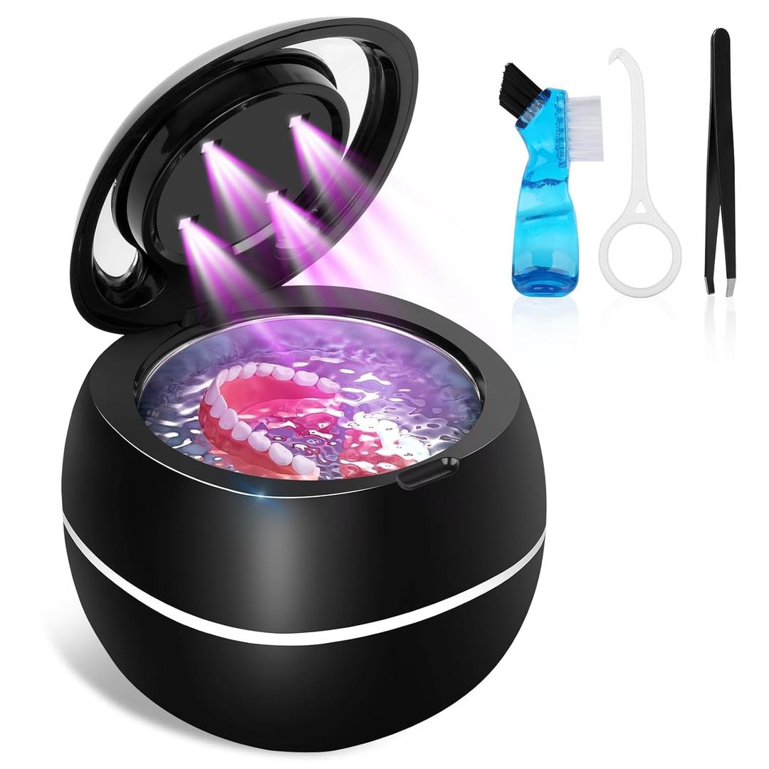 Ultrasonic Retainer Cleaner,Retainer Cleaner Machine for Dentures,Aligner,Mouth Guard,Braces,Night guard,Cleaner Machine for Retainers,Ultrasonic Jewelry & Ring Cleaner with Digital Timer