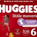 Huggies Size 6 Diapers, Little Movers Baby Diapers, Size 6 (35+ lbs), 108 Count (2 Packs of 54), 