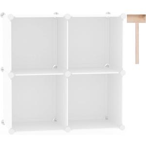 C&AHOME Cube Storage Organizer, 4-Cube Shelves Units, Closet Cabinet, DIY Plastic Modular Book Shelf Ideal for Bedroom, Living Room, Office, 24.8" L x 12.4" W x 24.8" H Milky UPCS04M