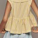 Summer Babydoll Blouse Shirts for Women Casual Sleeveless V Neck Blouse Tank Tops Y2k Going Out Tops (Medium, Yellow White)