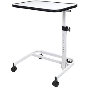 UNLICON Medical Rolling Bedside Table with Wheels, Over Bed Table with Storage, Serving Tray, Laptop Computer Desk for Elderly, Hospital Patient, Home Care, White