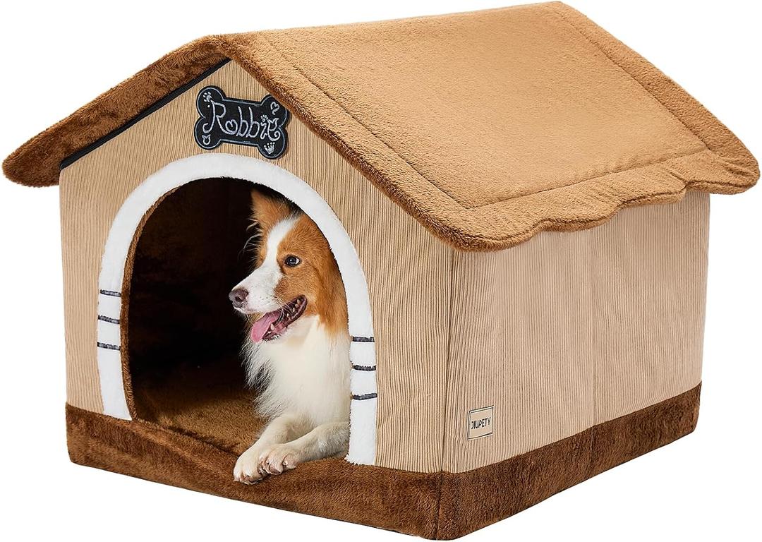 Indoor Dog House with Frame,Large Dog Cave Bed,Insulated Cozy Dog Tent