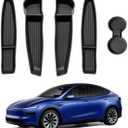 5PCS for Tesla Model Y Juniper(2025 2026) Door Side Storage Box Cup Holder [Waterproof & Stay Clean] Front & Rear Door Pocket Liners for Tesla Model Y Juniper Accessories 2025 2026
