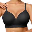 FeelinGirl Wireless Supportive Bra for Women, Seamless Comfort Bralettes No Underwire Full Coverage Everyday Bras, Black Medium