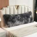 WERDIM Shaggy Fluffy Faux Fur Body Pillow Cover 21"x54" Button Closure Velvet Pillow Shams Throw Body Pillowcase Long Decorative Bed Pillow Case(Tie Dye Dark Grey, 21 X 54 Inches)