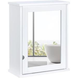 ALIMORDEN Medicine Cabinet 15.8" L x 19.8" H Wall Mounted Storage Cabinet with Single Mirror Door & Adjustable Shelves, Wall Cabinet for Bathroom, Living Room, White