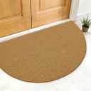 OLANLY Half Circle Front Door Mat, Low Profile Doormat, Stain and Fade Resistant, Easy to Clean, for Indoor and Outdoor Entrances, Patio Porch or Entryway, Brown (30x17 Inch, Plain Brown)