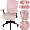 Tallew 4 Pcs Office Chair Covers Set Computer Universal Protective Stretchable Chair Seat Covers Desk Armrest Slipcovers Pads Office Cushion Backrest for Rotating(Light Pink)