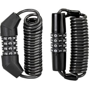 ROCKBROS Motorcycle Helmet Lock, Bike Helmet Lock, 4 Digit Little Cable Lock, Retractable Luggage Lock, Stroller Lock, Black, 2Pcs