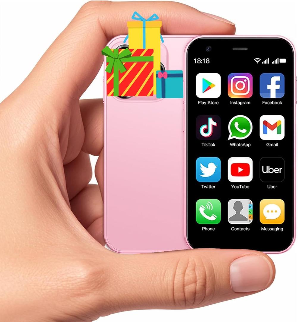 Mini Smartphone XS15,3G 3.0 Inch HD 2GB+16GB Android 8.1 1000mAh Dual Sim Quad Core Mini Phone Child Gift Small Phone Student Pocket Cellphone (Pink)