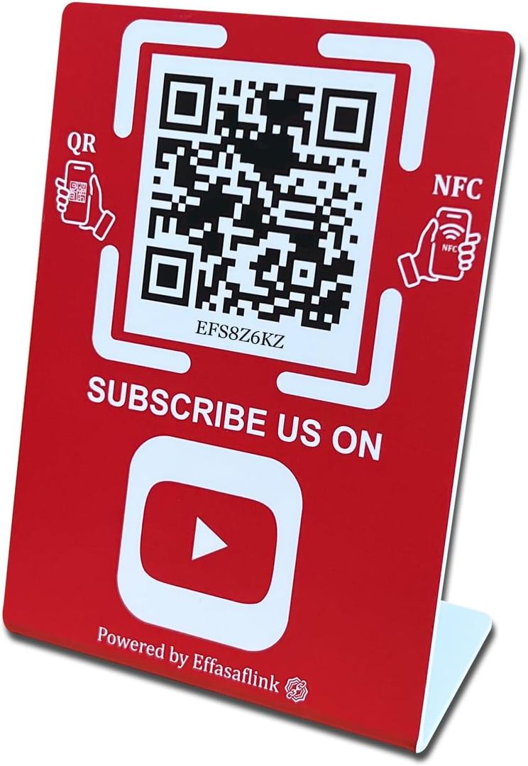 Social Media Stand with NFC & QR Code Sign - Easy and Fast Access to Social Media Page for Customers - Gain More Followers, Simple Setup, No Monthly Fees, For All Businesses, Compatible with YouTube