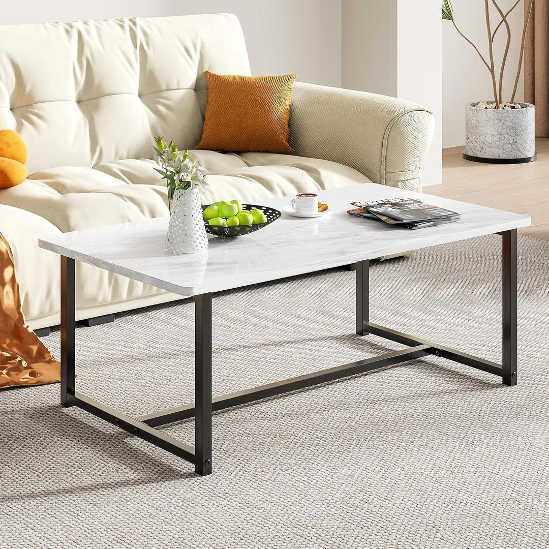 Coffee Table,Industrial Rectangular Small Coffee Tables White