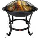 Fire Beauty Fire Pit BBQ Grill Pit Bowl with Mesh Spark Screen Cover,Poker