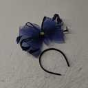 Lucky Leaf Girl Lady Hat Headwear Organza Church Feather Clip Fascinators Hat Wedding Party Kentucky Derby Cap for Women(F-Bowknot-Navy)