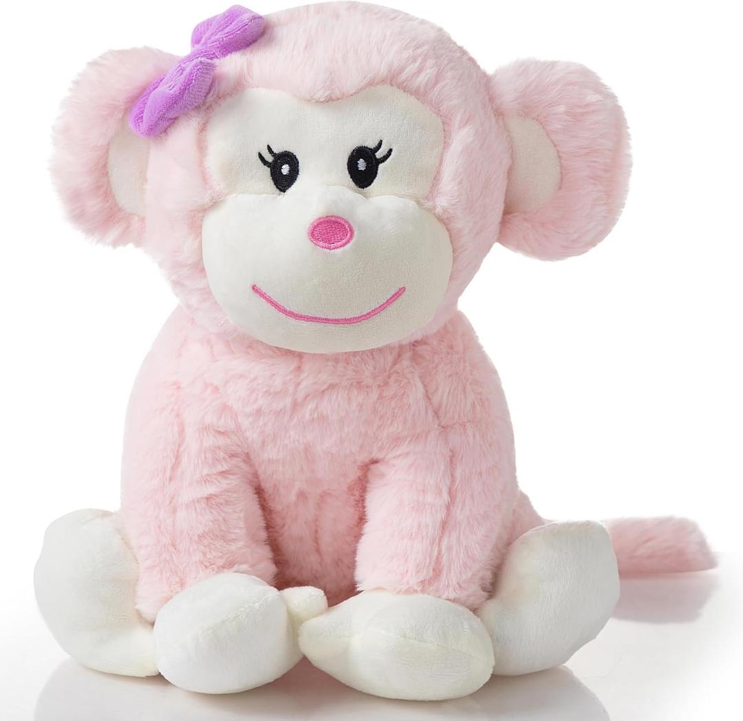 HollyHOME Monkey Stuffed Animal Cute Plush Monkey Toy Birthday for Girls 12 inch Pink
