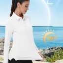 MAGCOMSEN Women's Polo Shirts Long Sleeve Golf Shirt Quick Dry UPF 50+ Sun Protection Lightweight Tennis Shirts (White, L)