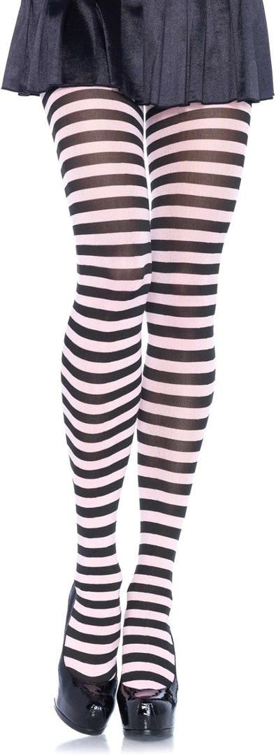 Leg Avenue Women's Nylon Striped Tights (Black) Leg Avenue Women's Nylon Striped Tights (Black)