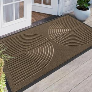 Heavy Duty Door mat Outdoor Indoor Entrance, Non Slip Welcome Mat, Natural Rubber Floor Mat for Entryway, Patio, Garage, Porch, 32"x47",Brown
