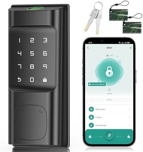 IRONZON Smart Deadbolt Lock for Front Door with APP Control, Keyless Entry Door Lock, 5 in 1 Smart Fingerprint Deadbolt with Digital Electronic Biometric Black
