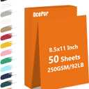 OcePor 50 Sheets Orange Cardstock Paper, Colored Printer Paper 8.5 x 11, Thick Construction for Cards Making, ScrapbookOffice Printing, Invitations, CertificatesDIY Crafting 92 lb/250gsm