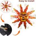 Outdoor Metal Wall Art Metal Sun Wall Art Decor 26 inch Large Outdoor Wall Art Hanging Decoration for Graden 3D Sun Face for Living Room Garden Yard Patio(Thread)