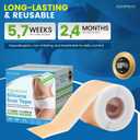 2 x Silicone Scar Sheets,Silicone Scar Tape, (1.6 x 60 Roll, 1.5M) Scar Removal Strips for Surgical Scars,Keloids, C-Section, & Burns Tummy Tuck Reusable Tape