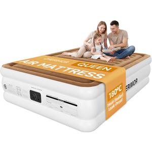 CHERIMOR Queen Air Mattress with Built in Pump, 180C Heat-Sealed Leak-Proof, 18" Raised Comfort, Anti-Sag Horizontal Beam, Supports 800 lbs, 3-Min Inflation Blow Up Bed for Home Guests & Camping
