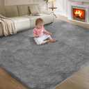 5X8 Ultra Soft Rug for Living Room, 5X8 Fluffy Shag Area Rug for Bedroom, Modern Shaggy Carpets Fuzzy Rug for Teens Dorm Nursery Home Decor Aesthetic, Upgrade Anti-Skid Durable, Grey