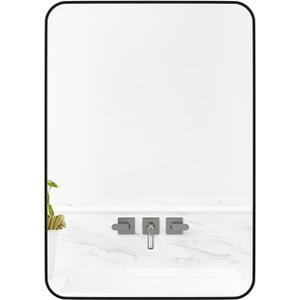 Manocorro Wall Mirror Bathroom Mirror, 20 x 28 Inch Black Rectangular Mirror with Aluminum Alloy Frame, Rounded Corner Hanging Mirror Decor for Entryway, Bedroom, Living Room (20"L x 28"W)