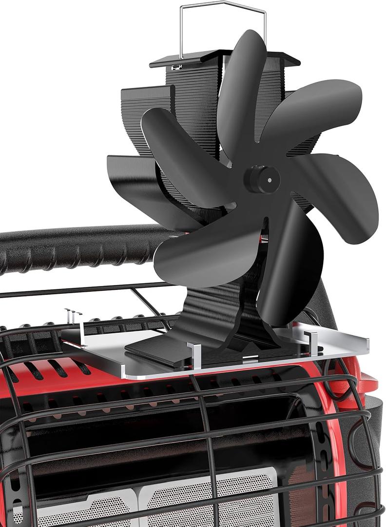 Signstek Wood Stove Fan,Heat Powered Heater Fan with Hook for Indoor Outdoor Propane Gas Heater,Gas Wood Burner Stove Fireplace Tent Camping Accessories