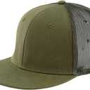 Flat Bill Snapback Mesh Hats | Fits OSFM & XXL Big Head | Blank Solid Color Adjustable Trucker Hat for Men (Green)