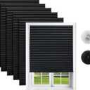 Changshade 6-Pack Blackout Pleated Paper Shades for Windows, Temporary and Portable Room Darkening Shades with 12 Clips for Travel, No Tools and Easy to Install, Cut to Any Size, 36" W x 72" H, Black