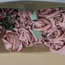 Hotop 40 Pcs Rose Artificial Flowers Bulk with Long Stem,Realistic Silk Fake Roses Bouquet for Home Wedding Centerpieces Party Table Decoration Valentines Gifts(Dusty)