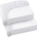 Twin Fitted Sheet Only, Twin Size Sheets for Kids Up to 12 Inches Deep Procket, Single Bed Mattress Sheets Stretchable Breathable Jersey Knit Cover, 2 Pack, White