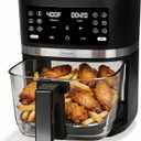 FineMade 12-in-1 Glass Air Fryer Non Toxic,4.5 Quart, Dishwasher-Safe Air fryer Glass Basket, Freidora De Aire De Vidrio, Temperature & Time Programable, PFOA & PFAS Free, Graphite