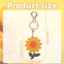 lasuroa Cute Sunflower Leather Keychain Holder, Waterproof Flower Anti-Scratch Hidden GPS Tracker Case Cover Tag with Key Ring Compatible with Airtag for Women Wallet Keys Bag Pet Backpack Purse