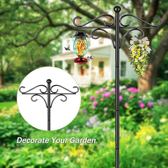 Duty Metal Shepherd Hook Outdoor Bird Feeder Lantern Hanger Garden Decor Hook for Double Use