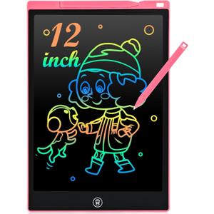 Cimetech LCD Writing Tablet, 12 Inch Kids Toys Doodle Board, Toddler Toys for 3-8 Year Old Girls Boys, Travel Essentials Drawing Pad, No Mess Coloring Books (Pink)